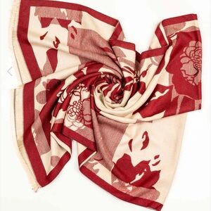 Floral Red and Cream Shawl